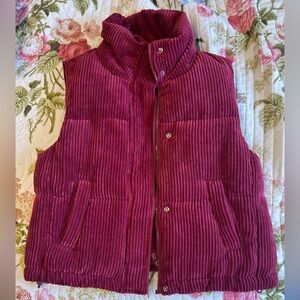 7 For All Mankind Corderoy Vest in Berry Red